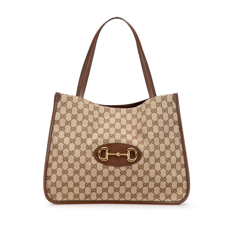グッチ GGキャンバス ホースビット1955 トートバッグ 623694 ベージュ ブラウン キャンバス レザー レディース GUCCI 【中古】