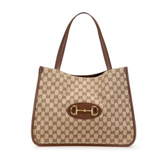 グッチ GGキャンバス ホースビット1955 トートバッグ 623694 ベージュ ブラウン キャンバス レザー レディース GUCCI 【中古】