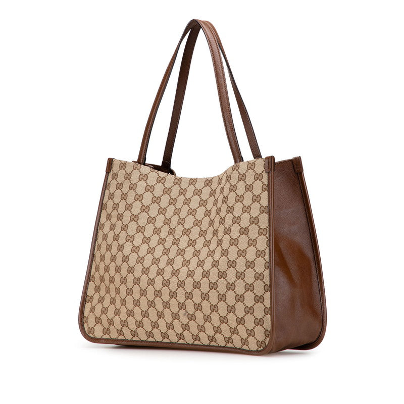 グッチ GGキャンバス ホースビット1955 トートバッグ 623694 ベージュ ブラウン キャンバス レザー レディース GUCCI 【中古】