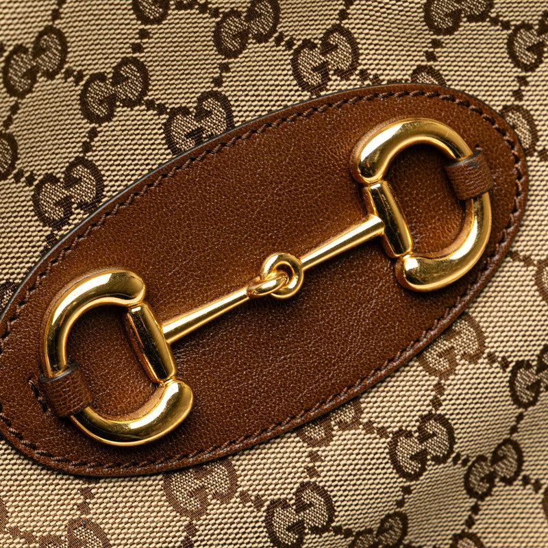 グッチ GGキャンバス ホースビット1955 トートバッグ 623694 ベージュ ブラウン キャンバス レザー レディース GUCCI 【中古】