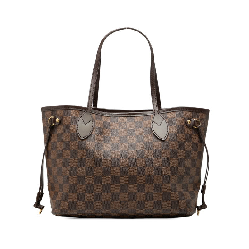 ルイ ヴィトン ダミエ ネヴァーフルPM トートバッグ N51109 ブラウン スリーズ レッド PVC レザー レディース LOUIS VUITTON 中古
