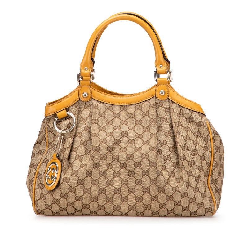 グッチ GGキャンバス スーキー ハンドバッグ 211944 ベージュ イエロー キャンバス レザー レディース GUCCI 【中古】