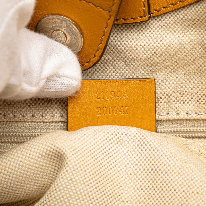 グッチ GGキャンバス スーキー ハンドバッグ 211944 ベージュ イエロー キャンバス レザー レディース GUCCI 【中古】