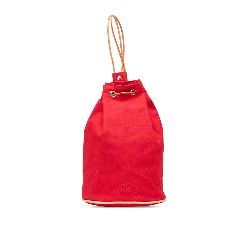 エルメス ポロションミミルPM ショルダーバッグ レッド ブラウン キャンバス レザー レディース HERMES 【中古】