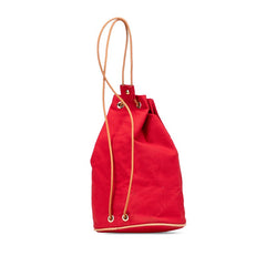 エルメス ポロションミミルPM ショルダーバッグ レッド ブラウン キャンバス レザー レディース HERMES 【中古】