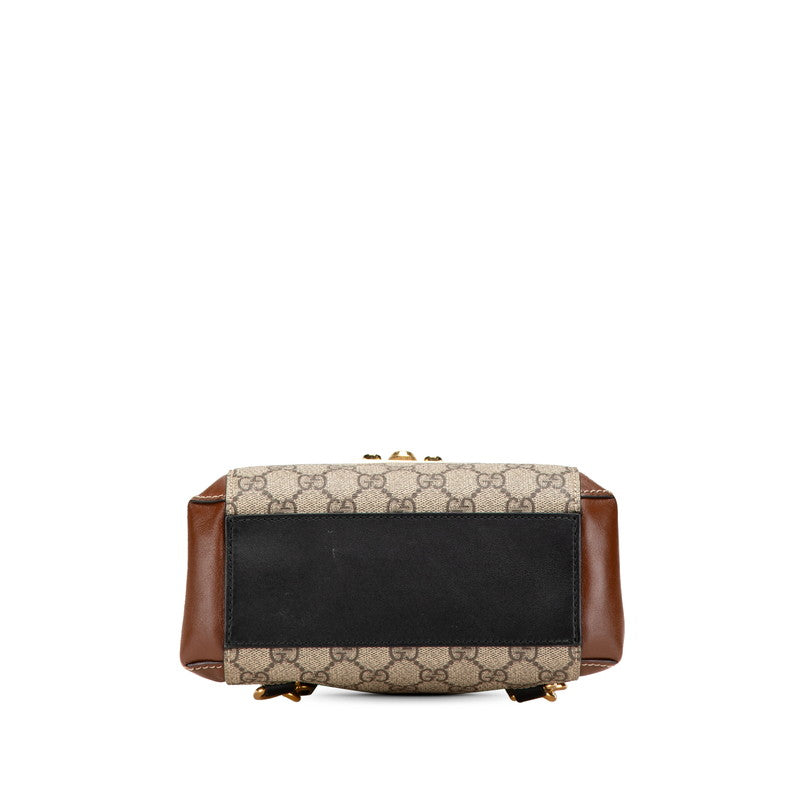 グッチ GGスプリーム パドロック リュック バックパック 498194 ブラウン ブラック ベージュ PVC レザー レディース GUCCI 【中古】