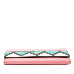 プラダ 長財布 ピンク マルチカラー サフィアーノレザー レディース PRADA 【中古】