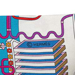 エルメス ツイリー LA MAISON DES CARRES メゾンデカレ スカーフ ホワイト マルチカラー シルク レディース HERMES 【中古】