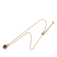 ディオール ロゴ ネックレス ゴールド ブラック メッキ ラインストーン レディース Dior 【中古】