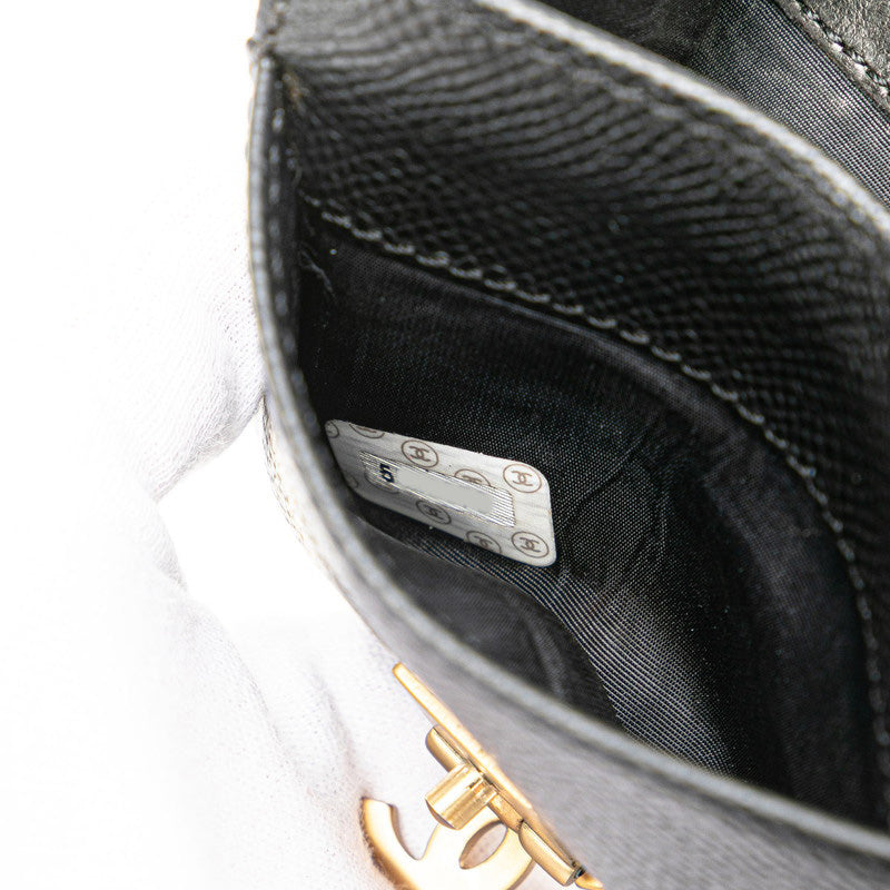 シャネル ココマーク コインケース ブラック キャビアスキン レディース CHANEL 【中古】
