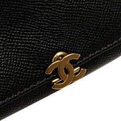 シャネル ココマーク コインケース ブラック キャビアスキン レディース CHANEL 【中古】