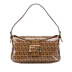 フェンディ ズッキーノ マンマバケット ワンショルダーバッグ ハンドバッグ 26725 ベージュ ブラウン ビニール レザー レディース FENDI 【中古】