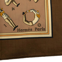 エルメス カレ65 Omnibus et Voitures de Place オムニバスと白い貴婦人の伝説 スカーフ ブラウン コットン レディース HERMES 中古