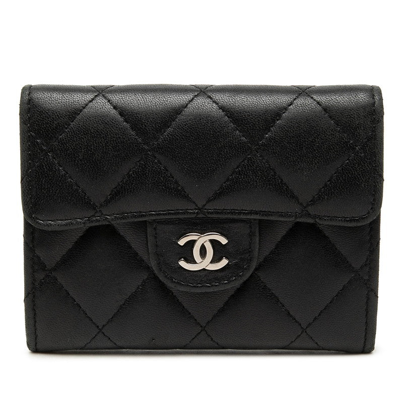 シャネル マトラッセ ココマーク コインケース 小銭入れ ブラック ラムスキン レディース CHANEL 【中古】
