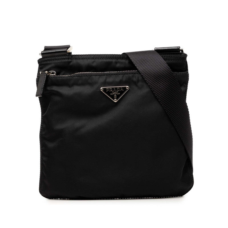 プラダ 三角ロゴプレート ショルダーバッグ BT7372 ブラック ナイロン メンズ PRADA 【中古】