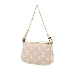 ルイ ヴィトン モノグラム アンプラント ミニ ポシェット アクセソワール チェーン ハンドバッグ アクセサリーポーチ M81284 カーキ系 ベージュ系 レザー レディース LOUIS VUITTON 【中古】