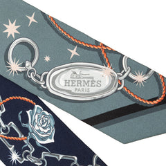 エルメス ツイリー C'est La Fete セ ラ フェット スカーフ グレー ネイビー シルク レディース HERMES 中古