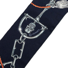 エルメス ツイリー C'est La Fete セ ラ フェット スカーフ グレー ネイビー シルク レディース HERMES 中古