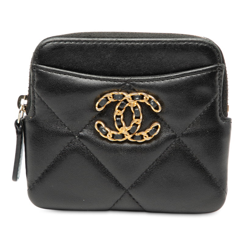 シャネル マトラッセ ココマーク コインケース ブラック ラムスキン レディース CHANEL 【中古】