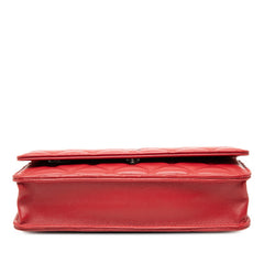 シャネル ココマーク タイムレスクラシック チェーン ショルダーバッグ A33814 レッド ラムスキン レディース CHANEL 【中古】