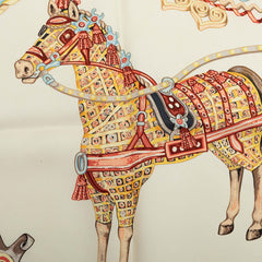 エルメス カレ90 Paperoles 馬車と貴族 スカーフ ライトブルー マルチカラー シルク レディース HERMES 中古