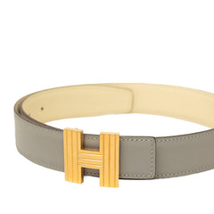 エルメス コンスタンス Hベルト ベルト サイズ:70 グレー ゴールド金具 ボックスカーフ レディース HERMES 中古