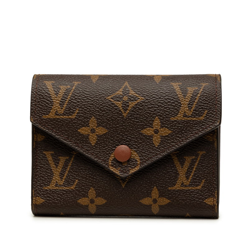 ルイ ヴィトン モノグラム ポルトフォイユ ヴィクトリーヌ 三つ折り財布 M62472 ブラウン PVC レザー レディース LOUIS VUITTON 中古
