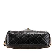 シャネル マトラッセ ココマーク フリンジ チェーン ショルダーバッグ ブラック ラムスキン レディース CHANEL 【中古】