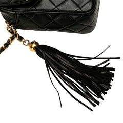 シャネル マトラッセ ココマーク フリンジ チェーン ショルダーバッグ ブラック ラムスキン レディース CHANEL 【中古】