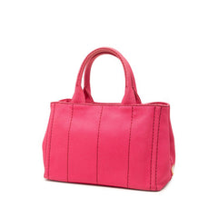プラダ 三角ロゴプレート カナパ ミニ ハンドバッグ ショルダーバッグ 2WAY 1BG439 ピンク キャンバス レディース PRADA 【中古】