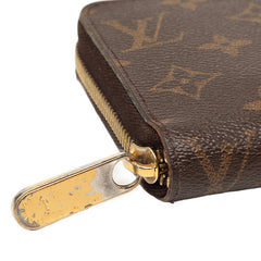 ルイ ヴィトン モノグラム ジッピーウォレット ラウンドファスナー 長財布 M42616 ブラウン PVC レザー レディース LOUIS VUITTON 【中古】