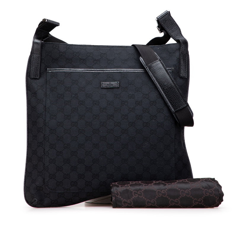 グッチ GGキャンパス ショルダーバッグ 122791 ブラック キャンバス レザー レディース GUCCI 【中古】