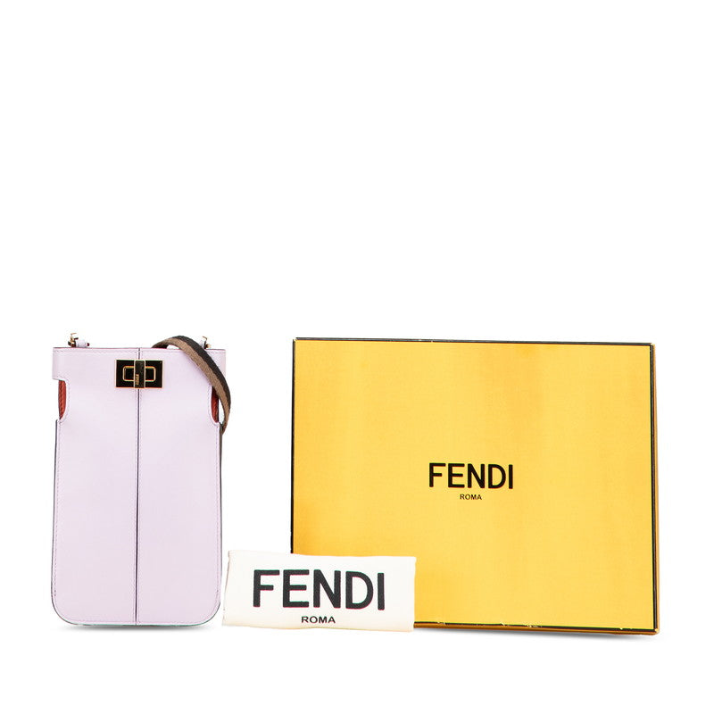 フェンディ ピーカフォン ショルダーバッグ フォンケース パープル ブラウン レザー レディース FENDI 【中古】
