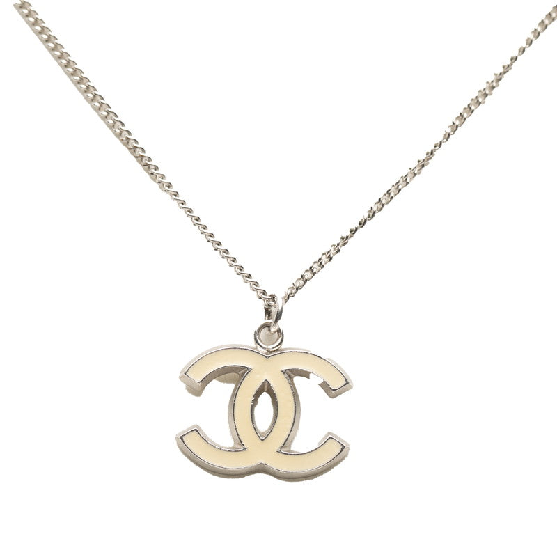 シャネル ココマーク ペンダントネックレス シルバー ホワイト アイボリー メタル レディース CHANEL 【中古】
