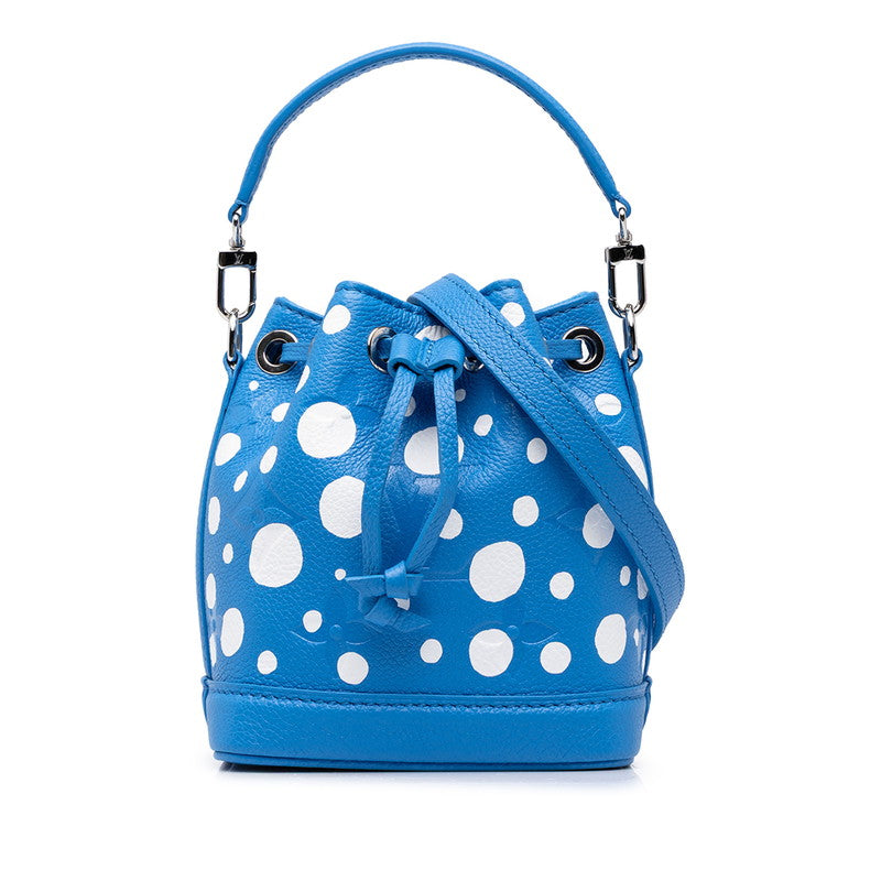 ルイ ヴィトン LV × YK 草間彌生 モノグラム アンプラント ナノ ノエ ハンドバッグ ショルダーバッグ 2WAY M81985 ブルークレール レザー レディース LOUIS VUITTON 中古