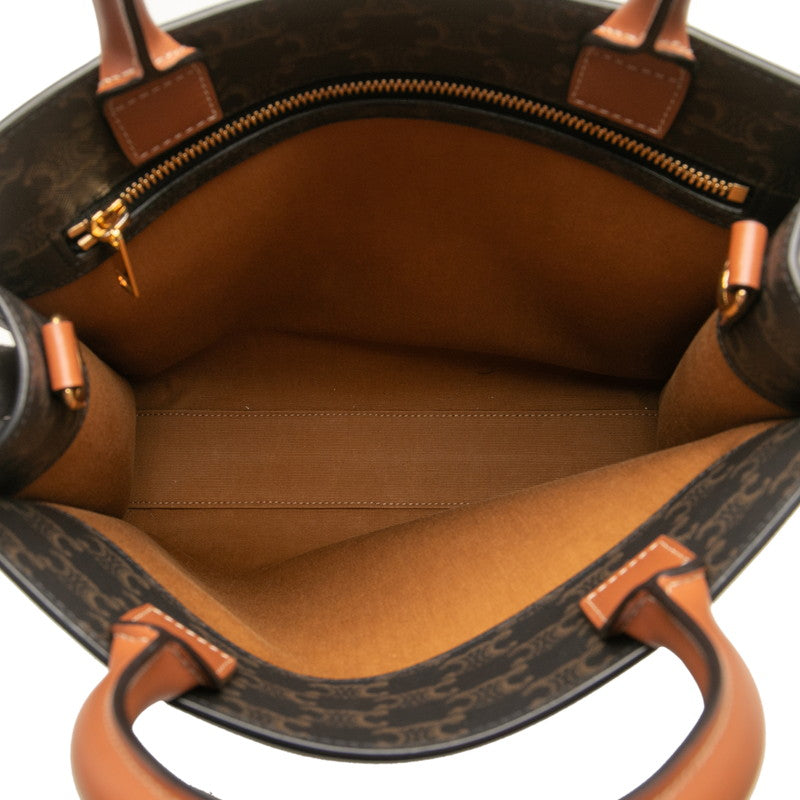 セリーヌ トリオンフ バーティカル カバ ラージ ハンドバッグ ショルダーバッグ 2WAY ブラック ブラウン PVC レザー レディース CELINE 【中古】
