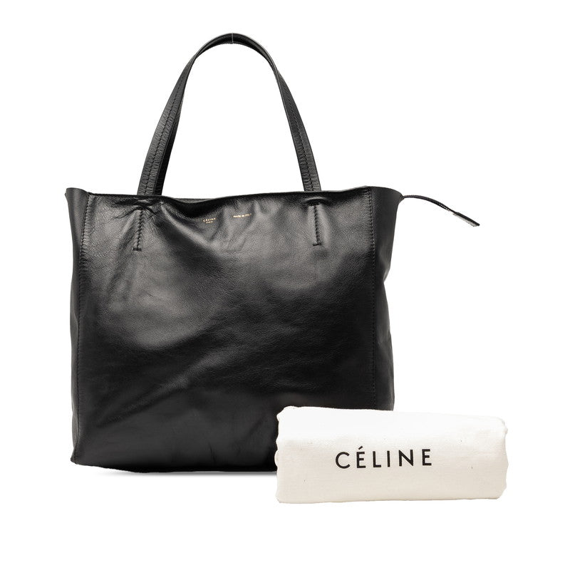 セリーヌ ホリゾンタルカバ トートバッグ ブラック ネイビー レザー レディース CELINE 【中古】