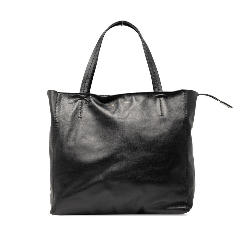 セリーヌ ホリゾンタルカバ トートバッグ ブラック ネイビー レザー レディース CELINE 【中古】