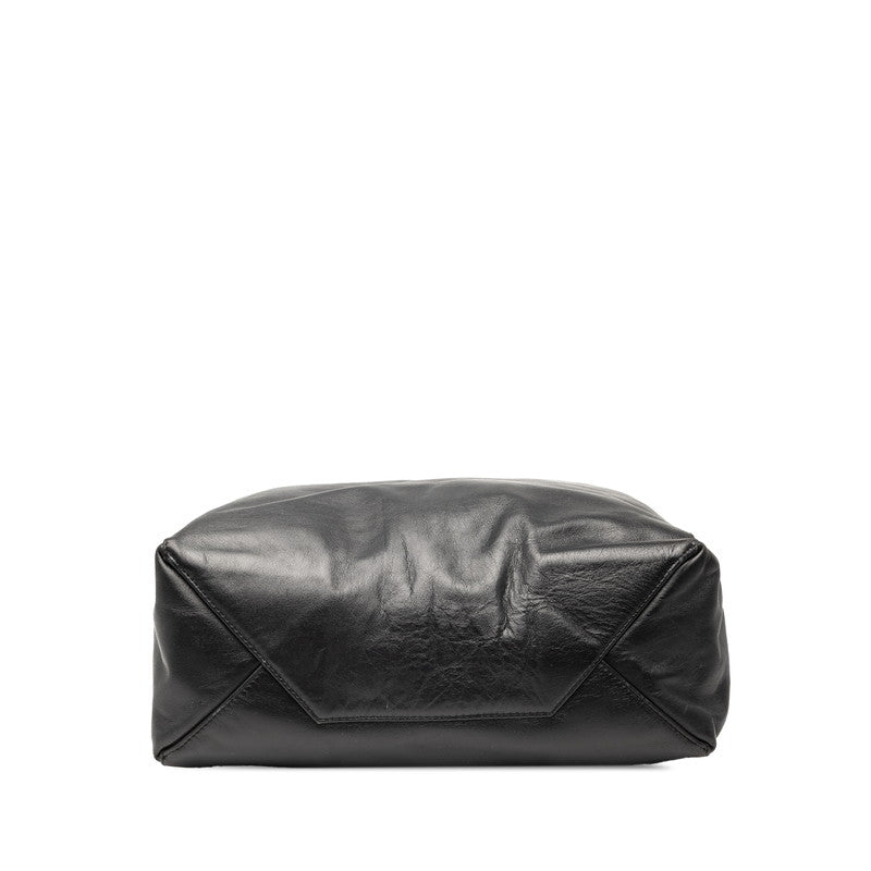 セリーヌ ホリゾンタルカバ トートバッグ ブラック ネイビー レザー レディース CELINE 【中古】
