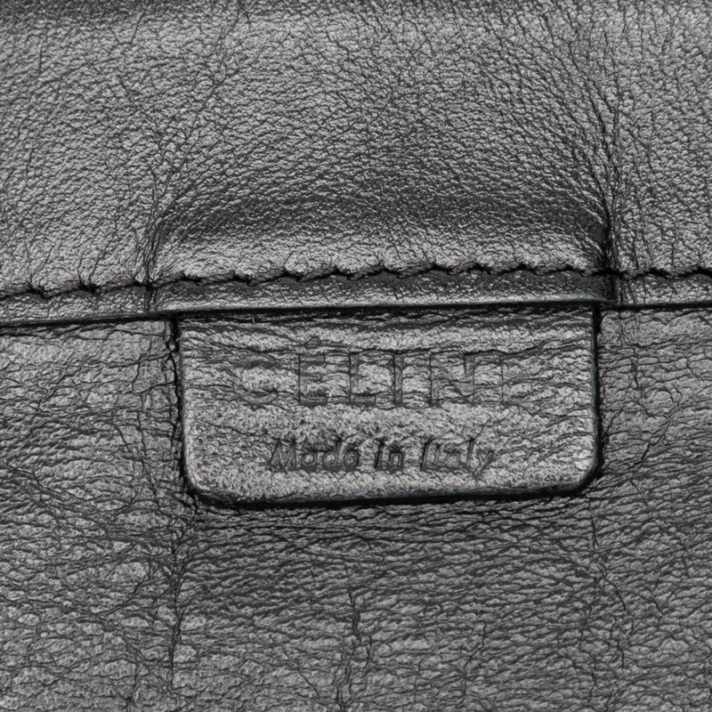 セリーヌ ホリゾンタルカバ トートバッグ ブラック ネイビー レザー レディース CELINE 【中古】