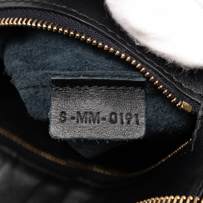 セリーヌ ホリゾンタルカバ トートバッグ ブラック ネイビー レザー レディース CELINE 【中古】