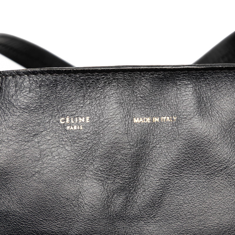 セリーヌ ホリゾンタルカバ トートバッグ ブラック ネイビー レザー レディース CELINE 【中古】
