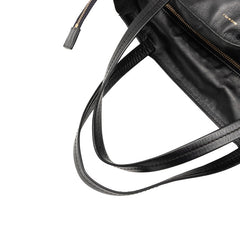 セリーヌ ホリゾンタルカバ トートバッグ ブラック ネイビー レザー レディース CELINE 【中古】