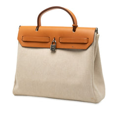 エルメス エールバッグPM ハンドバッグ トートバッグ ベージュ ブラウン トワルアッシュ レザー レディース HERMES 【中古】