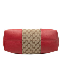 グッチ GGキャンバス ハンドバッグ トートバッグ 449243 ベージュ レッド キャンバス レザー レディース GUCCI 【中古】