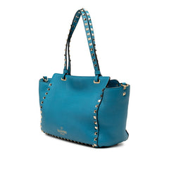 ヴァレンティノ ガラヴァーニ ロックスタッズ ハンドバッグ ショルダーバッグ 2WAY ブルー レザー レディース VALENTINO 【中古】