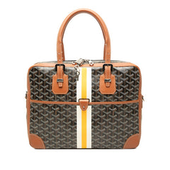 ゴヤール アンバサッドPM ビジネスバッグ ブリーフケース ブラウン イエロー ホワイト PVC レザー メンズ GOYARD 中古