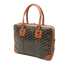 ゴヤール アンバサッドPM ビジネスバッグ ブリーフケース ブラウン イエロー ホワイト PVC レザー メンズ GOYARD 中古