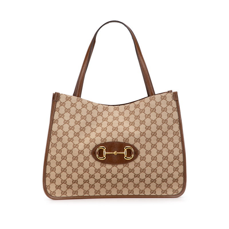 グッチ GGキャンバス ホースビット トートバッグ ショルダーバッグ 623694 ベージュ ブラウン キャンバス レザー レディース GUCCI 【中古】