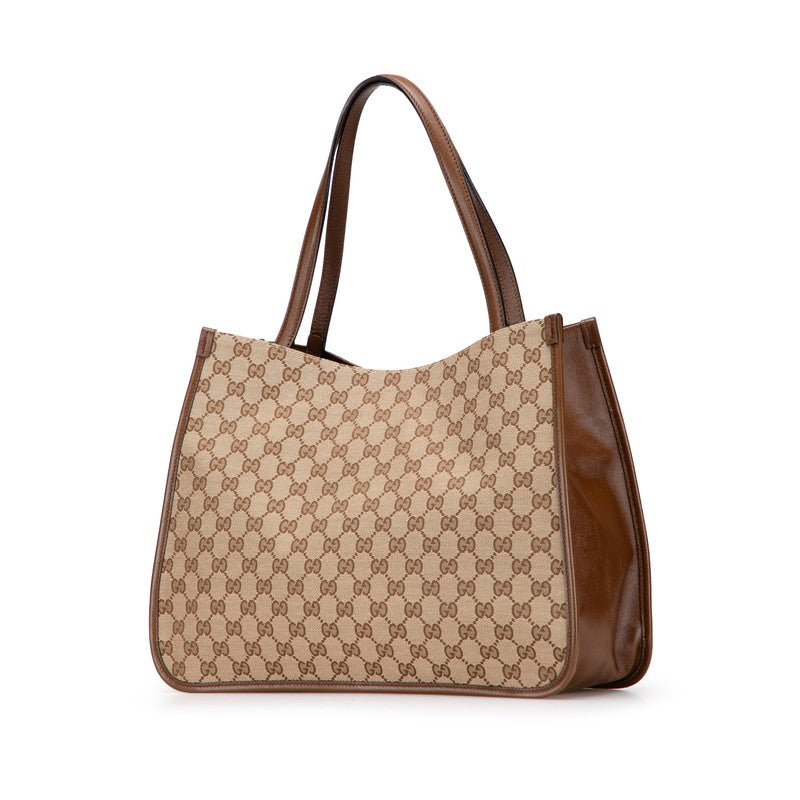 グッチ GGキャンバス ホースビット トートバッグ ショルダーバッグ 623694 ベージュ ブラウン キャンバス レザー レディース GUCCI 【中古】